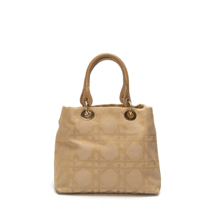 Dior Lady Dior Leather Canvas Tote Bag