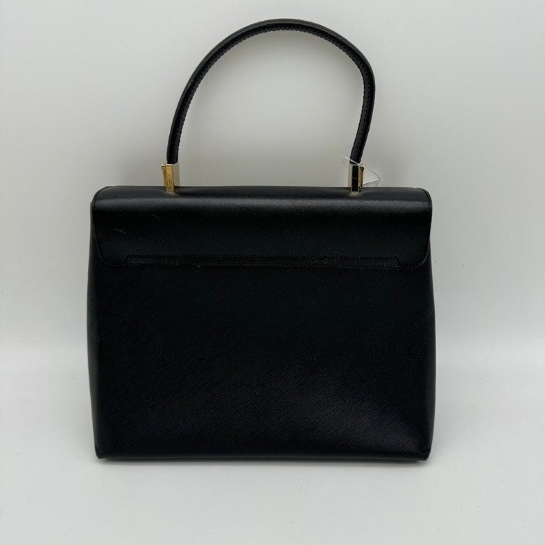Salvatore Ferragamo Gancini Leather 2Way Hand Bag Black