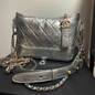 Chanel Gabrielle Shoulder Bag, Silver Quilted Leather, Medium
