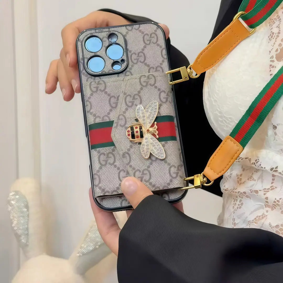 GG bee iPhone Wallet Case Crossbody