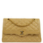 Chanel Beige Lambskin Paris Classic Double Flap Shoulder Bag