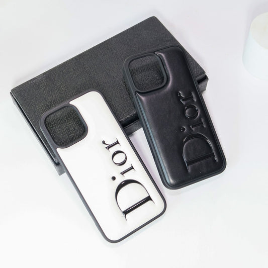 DR Black And White Leather iPhone Case