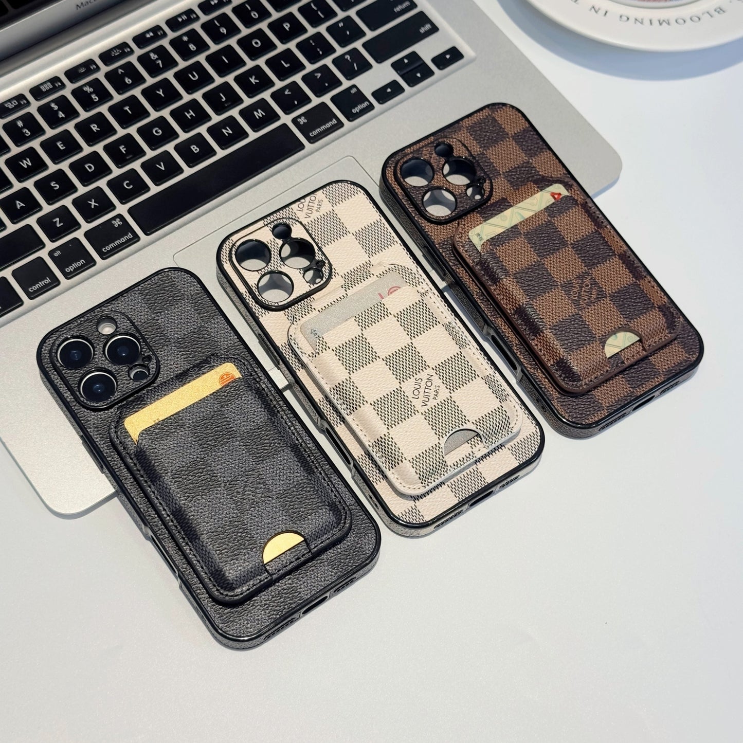 Alphabet Plaid MagSafe Magnetic Card Wallet iPhone Case
