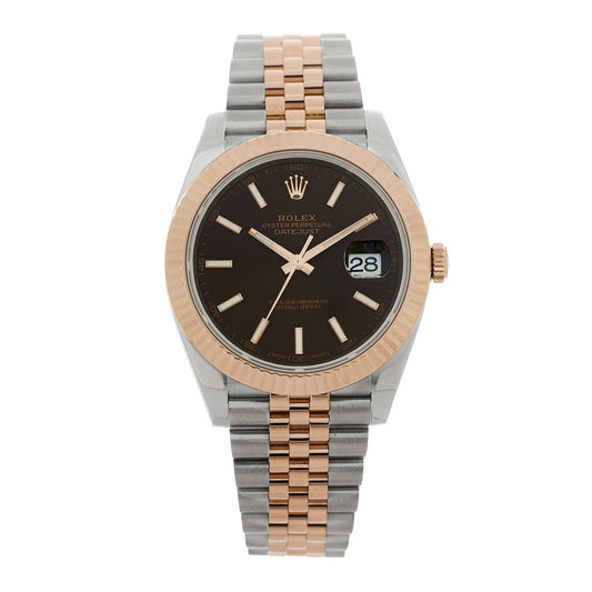 Stainless Steel 18K Everose Gold 41mm Oyster Perpetual Datejust Watch Chocolate 126331
