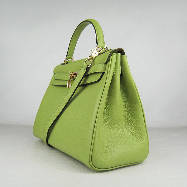 Luxury Hermes Kelly 32Cm Togo Leather Handbag 6108 Green Golden