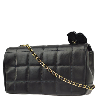 Chanel Black Lambskin Camellia Choco Bar Shoulder Bag