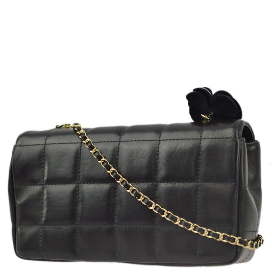 Chanel Black Lambskin Camellia Choco Bar Shoulder Bag
