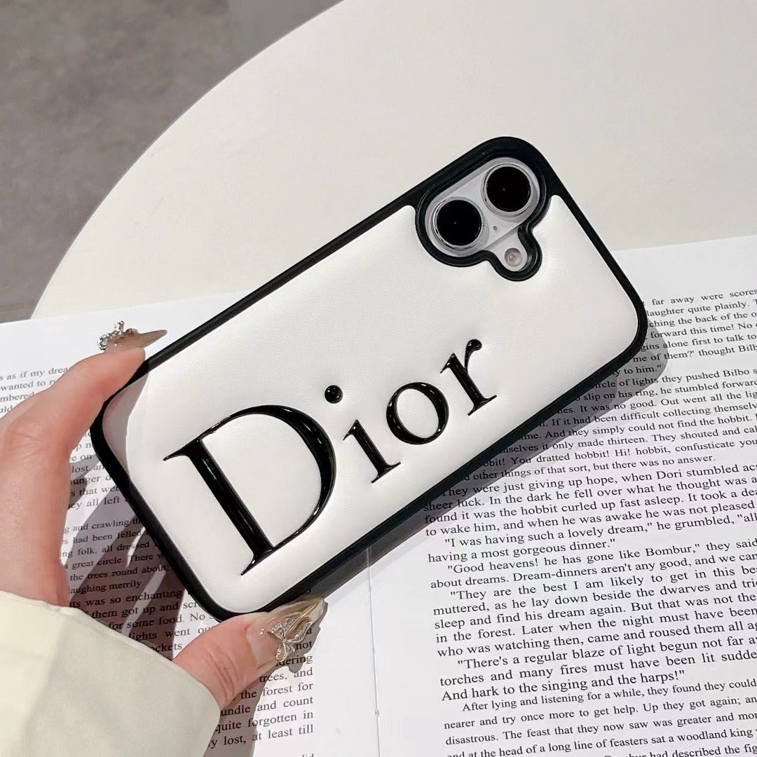 DR Black And White Leather iPhone Case