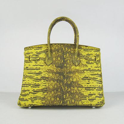 Luxury Hermes Birkin 6088 Ladies Lizard Leather Yellow Bag