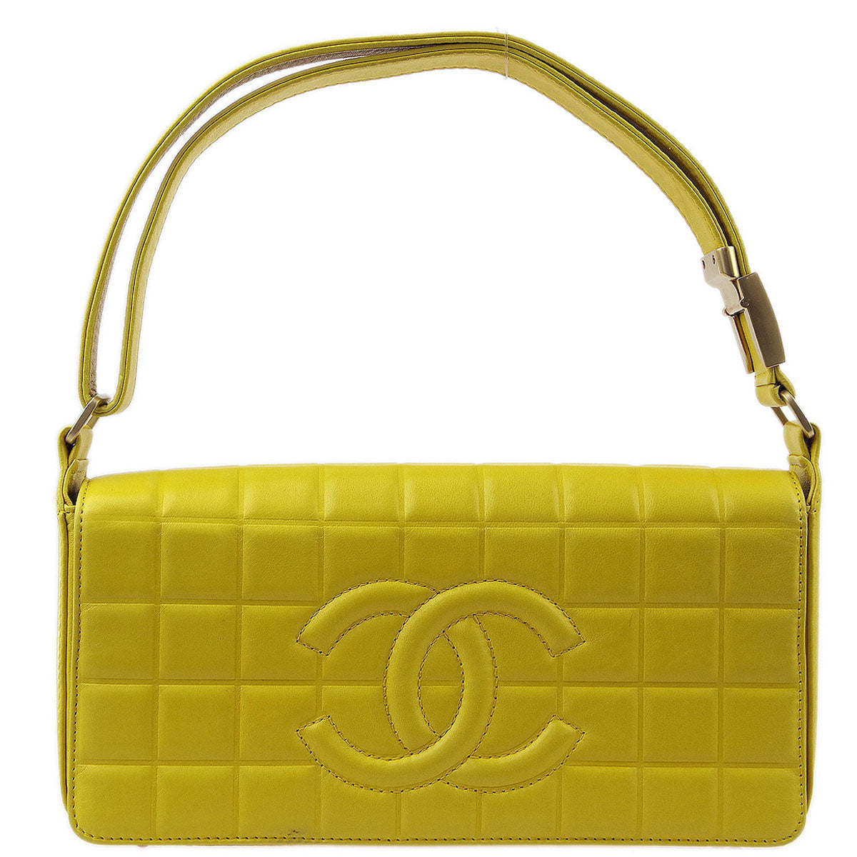 Chanel Beige Yellow Lambskin Choco Bar Shoulder Bag