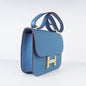 Luxury Hermes Constance Cowskin Leather Bag Blue Golden