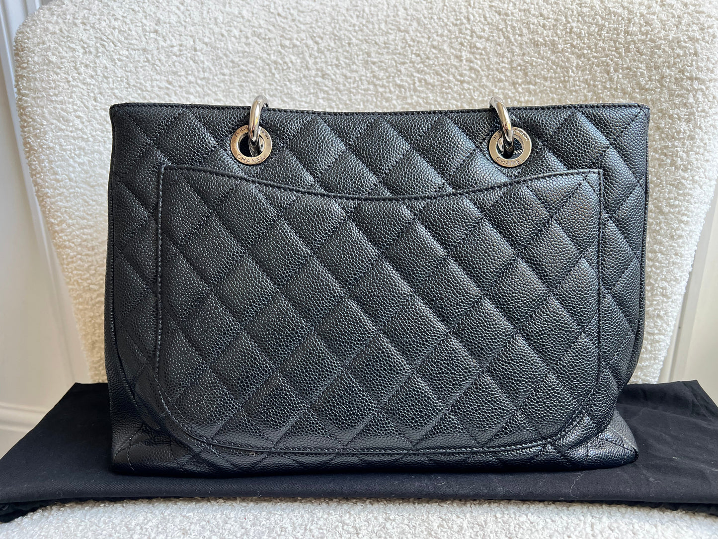 Chanel Black Caviar Grand Shopper Tote (GST) Silver Hardware