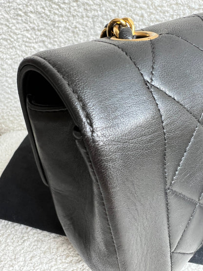 Chanel Vintage Diana Flap Bag in Black Lambskin with 24k Hardware