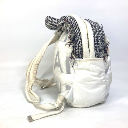 Chanel Backpack A91933 Nylon, Tweed white fringed bag Doudone