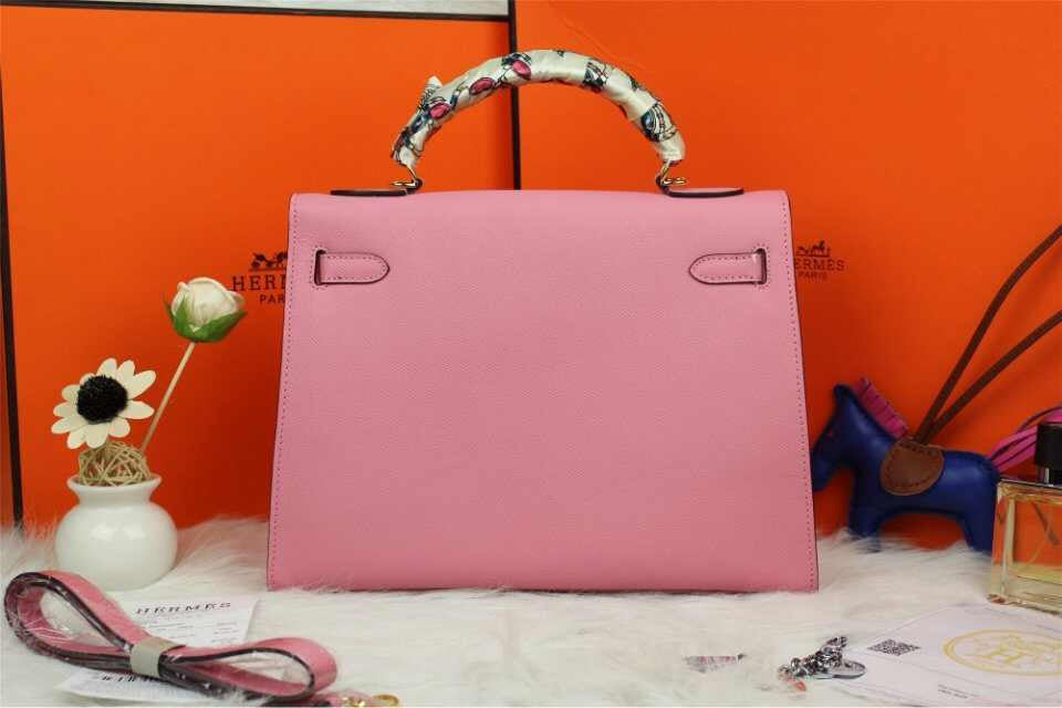 Luxury Hermes Kelly 32Cm Epsom Leather Handbag Pink