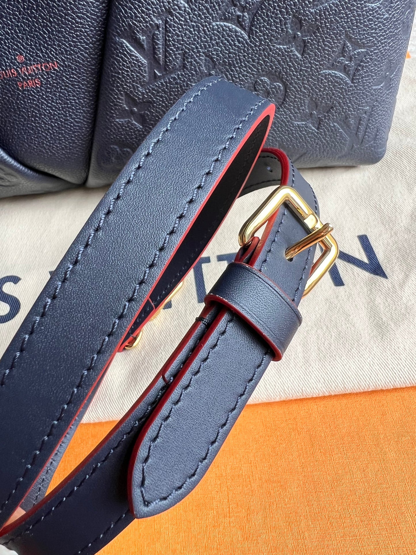Louis Vuitton V Tote MM Navy Empreinte (RRP £2,390)