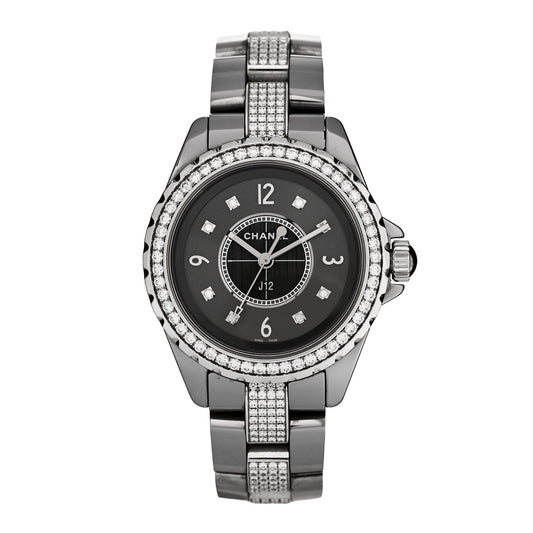 Stainless Steel Ceramic Diamond 33mm J12 Quartz Watch Grey