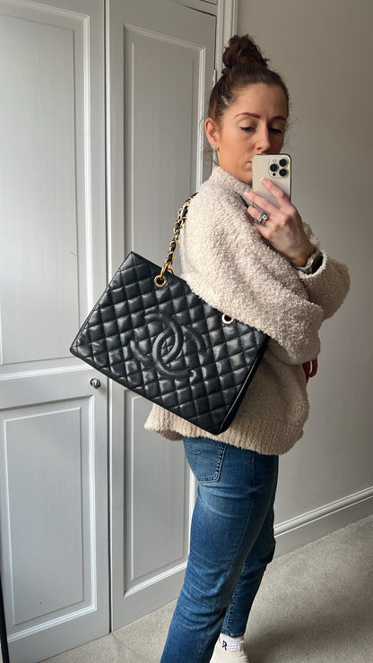 Chanel Black Caviar Grand Shopper Tote Gold Hardware (GST)