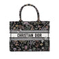 Black Dior Medium Embroidered Canvas Herbarium Book Tote