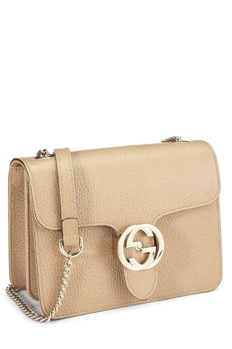 Gucci,  Beige Leather Interlocking Crossbody Small, Beige