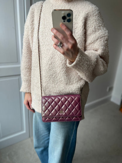 Chanel Iridescent Purple Lambskin Wallet on Chain