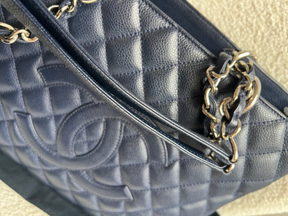 Chanel Navy Blue Caviar Grand Shopper Tote (GST)