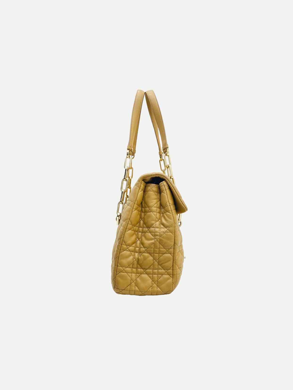 Dior Lock Flap Beige Cannage Satchel