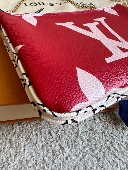 Louis Vuitton Double Zip Pochette Red Giant Monogram Jungle (RRP £1250)