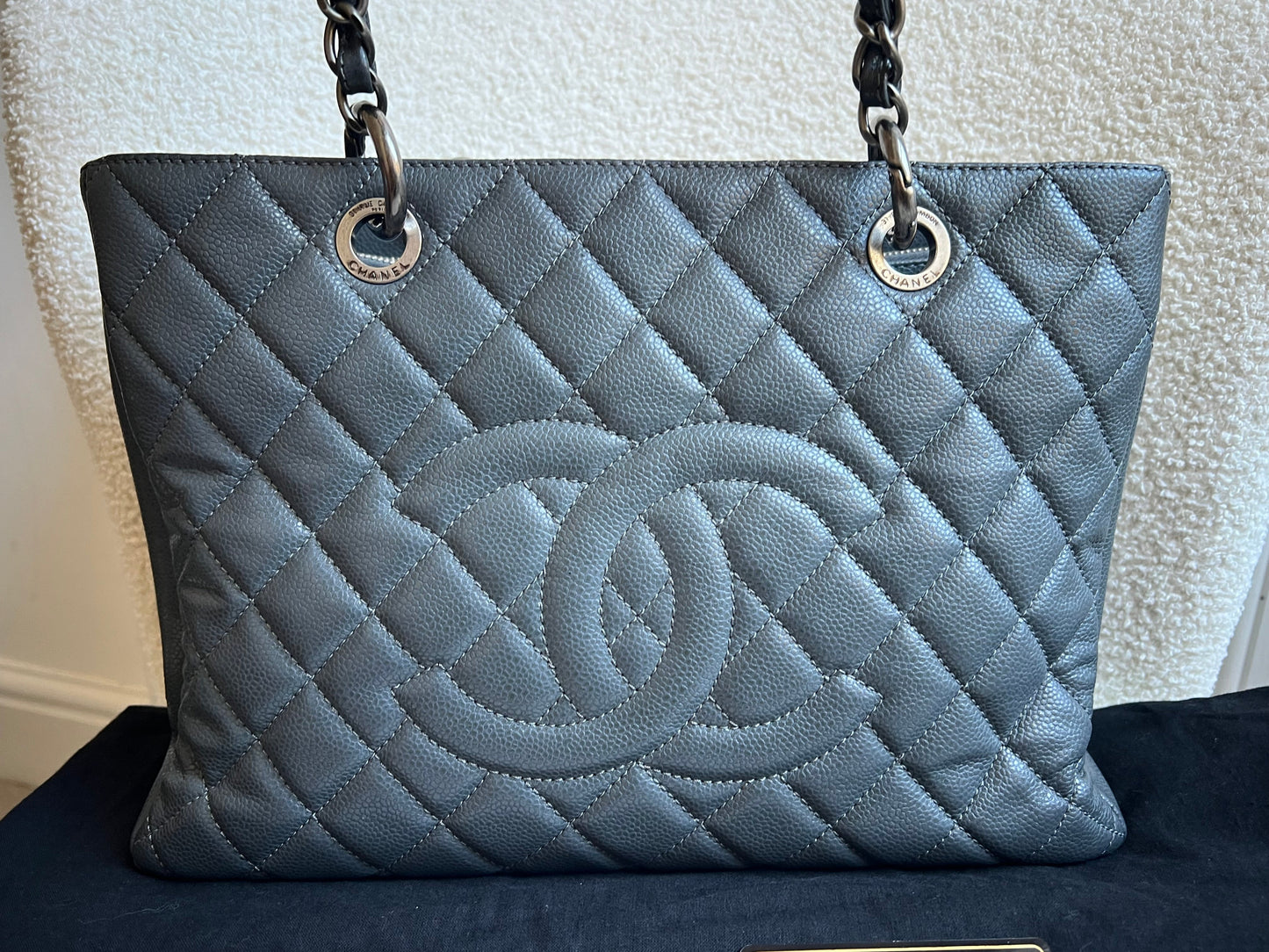 Chanel Grey Caviar Grand Shopper Tote (GST) Silver Hardware