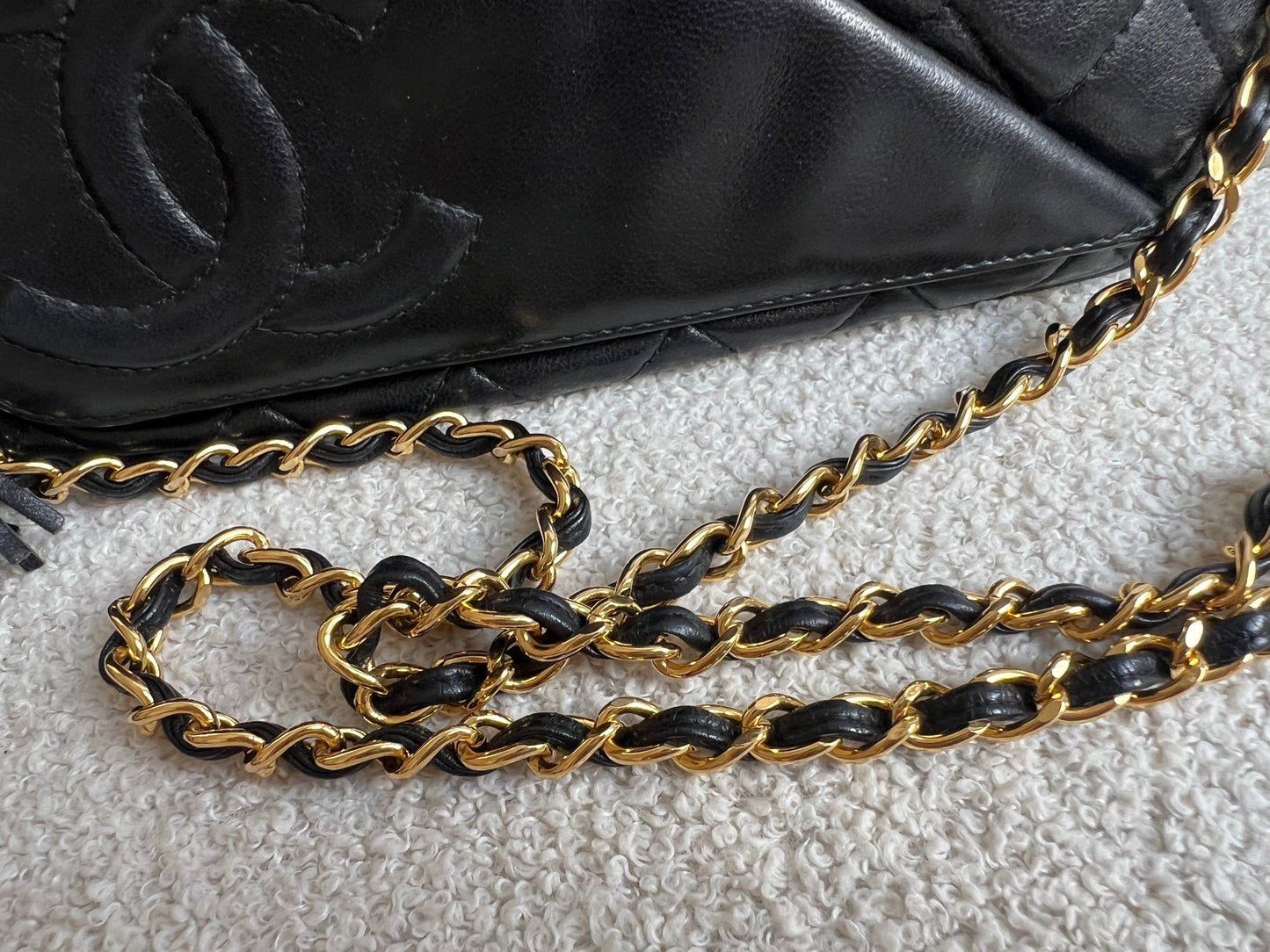Chanel Vintage Black Lambskin Camera Bag with 24k Gold Hardware