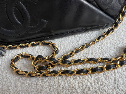Chanel Vintage Black Lambskin Camera Bag with 24k Gold Hardware
