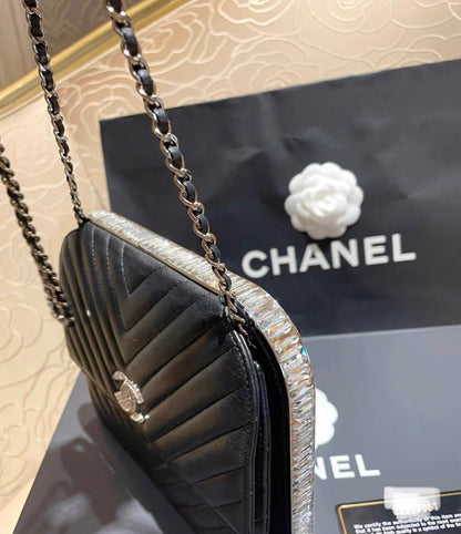 Chanel Luxury Leather Black Clutch Style 7