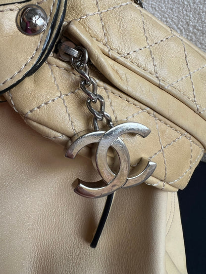 Chanel Beige Edgy Lambskin Large Hobo
