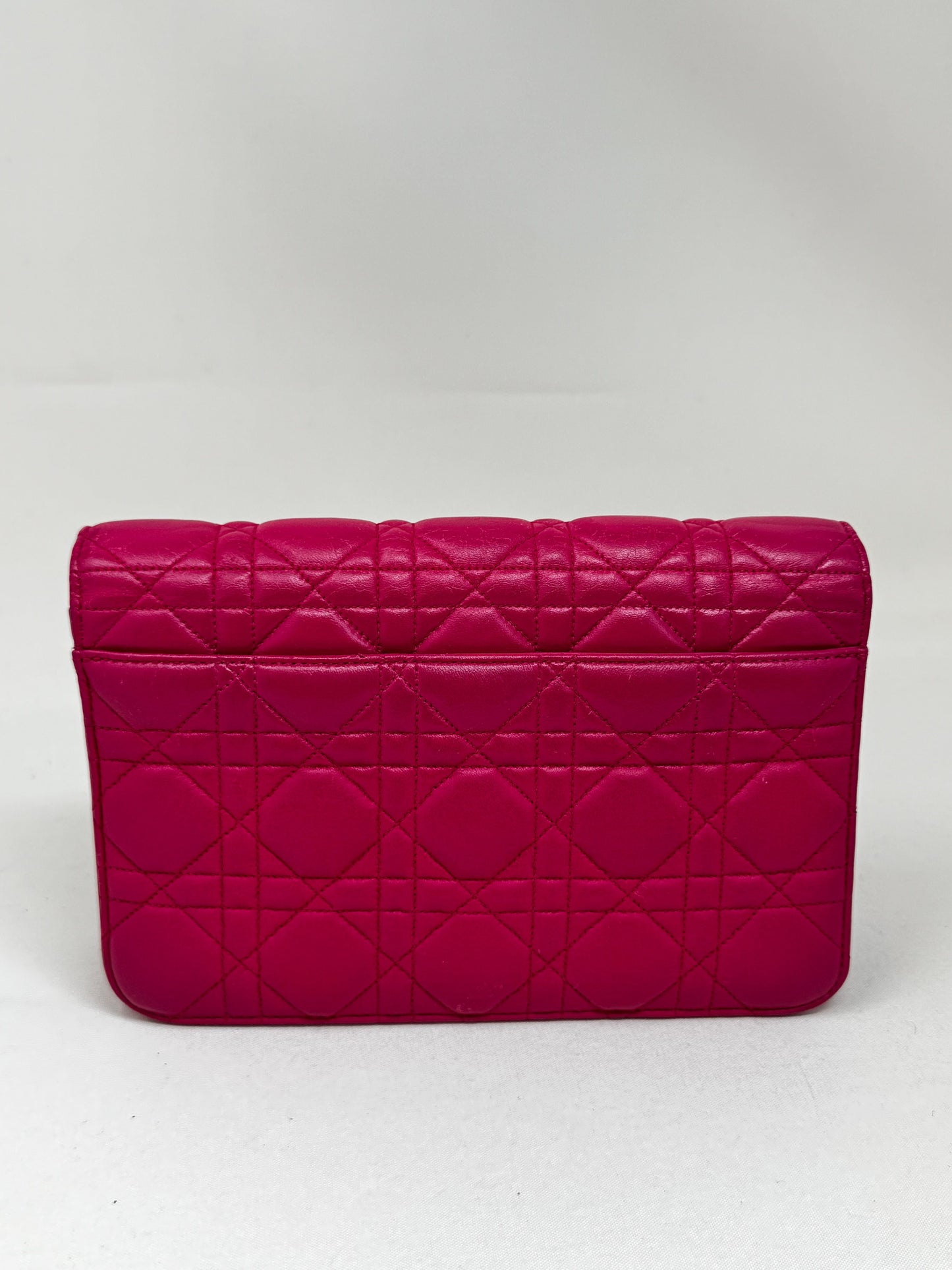 Christian Dior Lambskin Cannage Miss Dior Promenade Pouch Fuchsia Bj1-04