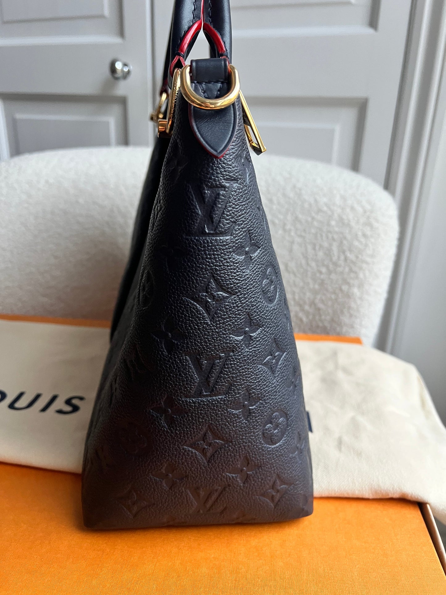 Louis Vuitton V Tote MM Navy Empreinte (RRP £2,390)