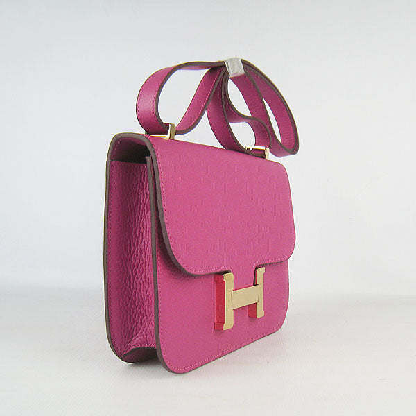 Luxury Hermes Constance Cowskin Leather Bag Peach Golden