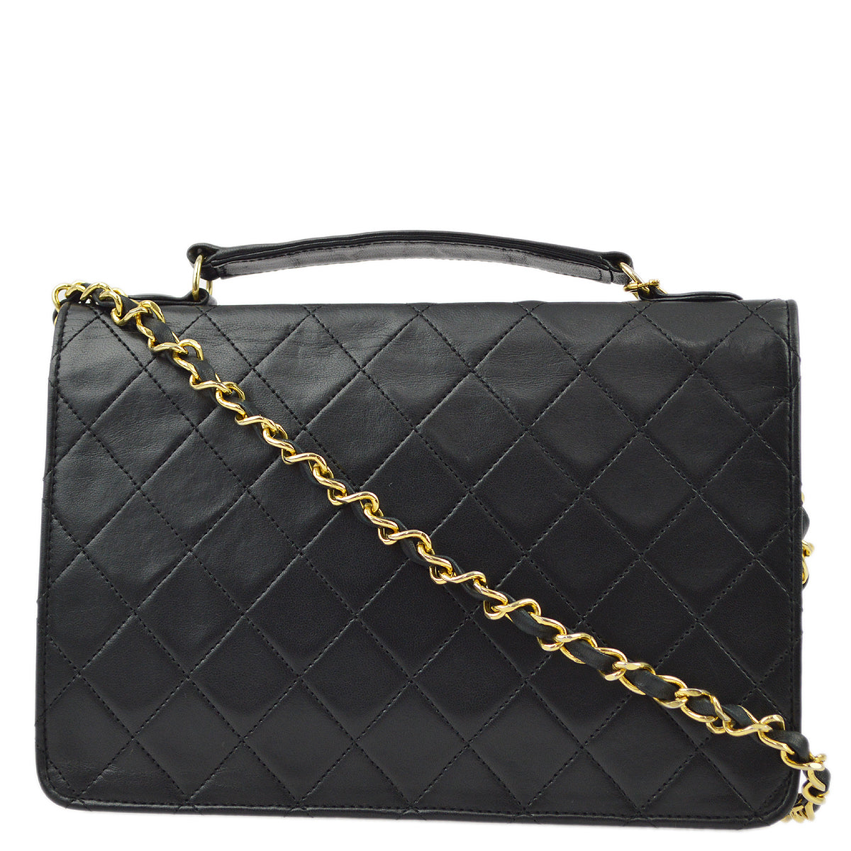 Chanel Black Lambskin 2way Handbag Shoulder Bag