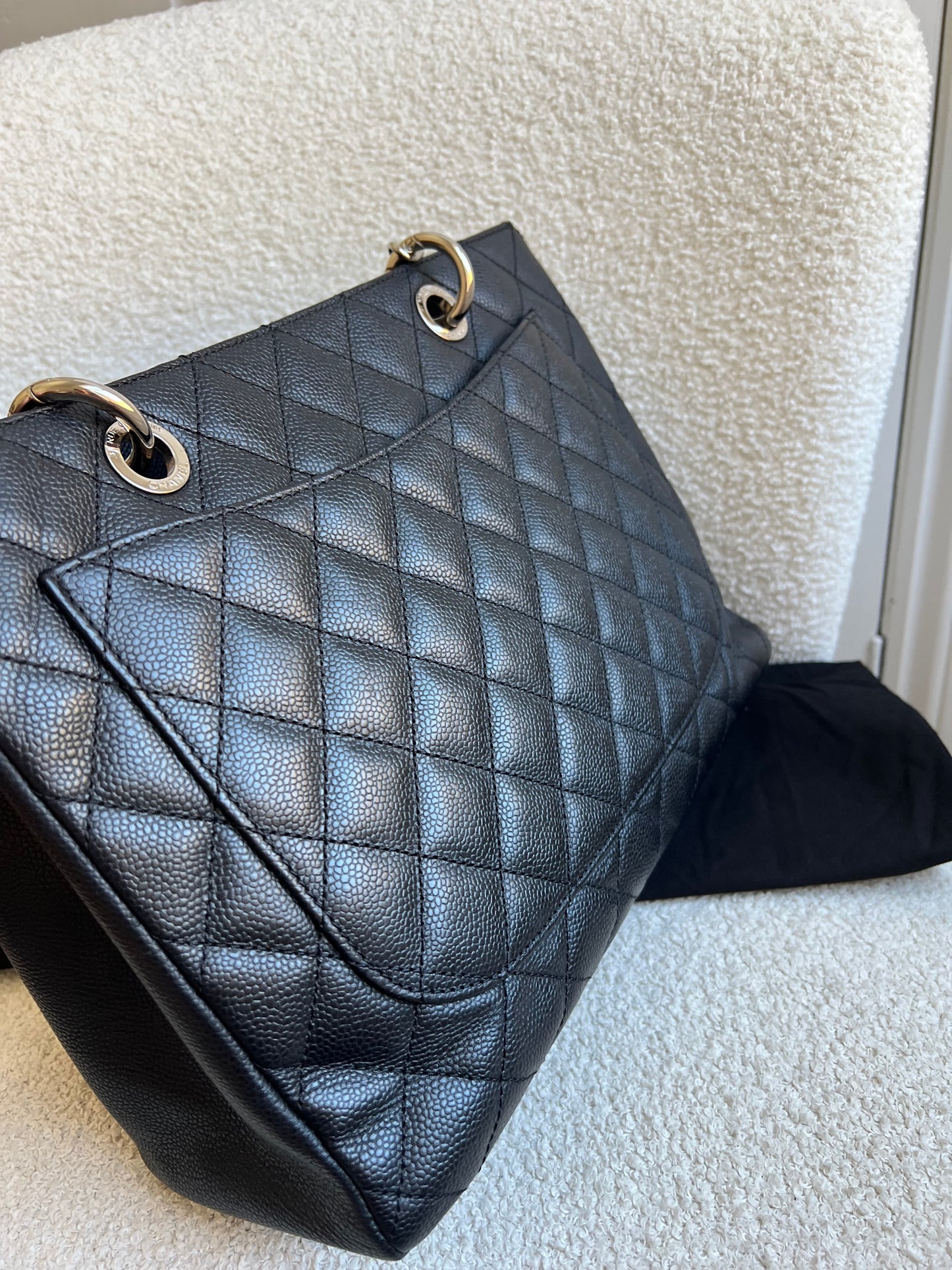 Chanel Black Caviar Grand Shopper Tote (GST) Silver Hardware
