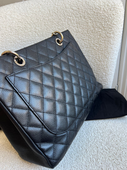 Chanel Black Caviar Grand Shopper Tote (GST) Silver Hardware