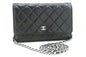 Chanel Black Classic Wallet On Chain WOC Shoulder Bag Lambskin SV
