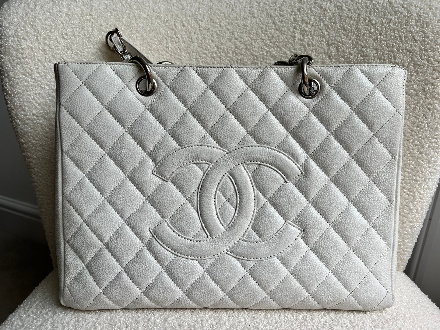 Chanel White Caviar Grand Shopper Tote (GST)