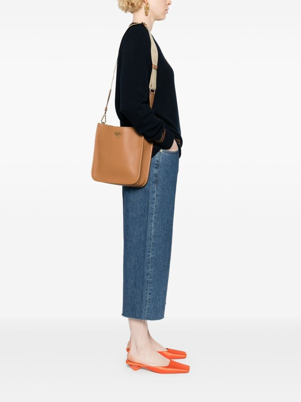 Prada Women Grained Leather Crossbody Bag