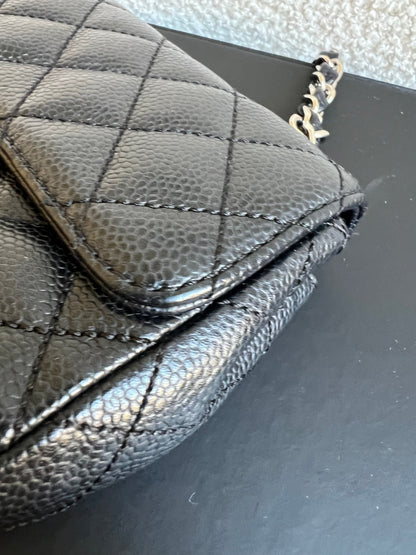Chanel East West Flap in Black Caviar Silver Hardware