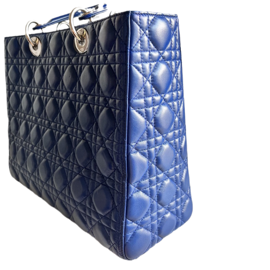 Lady Dior Large Bag Navy Lambskin Cannage Leather