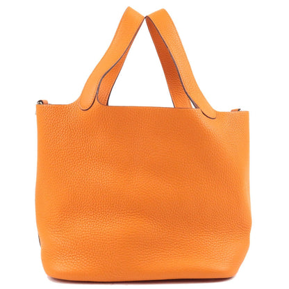 Luxury Hermes Taurillon Clemence Picotin Mm Hand Bag H Stamped Orange
