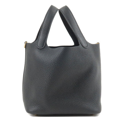 Luxury Hermes Taurillon Clemence Picotin Lock Pm Hand Bag Black