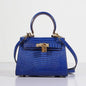 Luxury Hermes Kelly 20Cm Lizard Leather Bag Electric Blue Gold