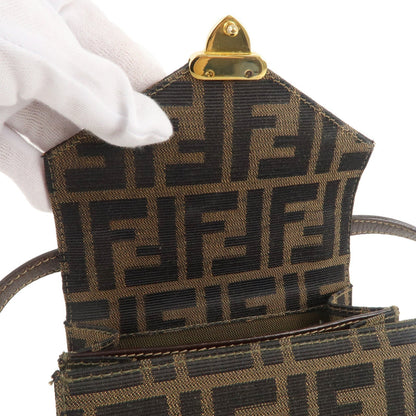 FENDI Zucca Canvas Leather Crossbody Mini Shoulder Bag