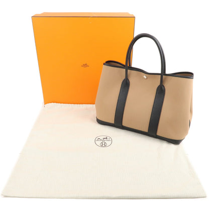 Luxury Hermes Toile Militaire Negonda Garden Party Bag Brown Black