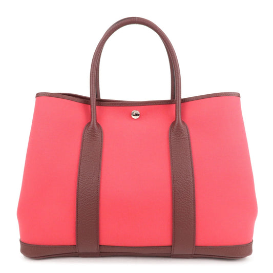 Luxury Hermes Canvas Leather Garden Party Pm Tote Bag A Stamp Pink